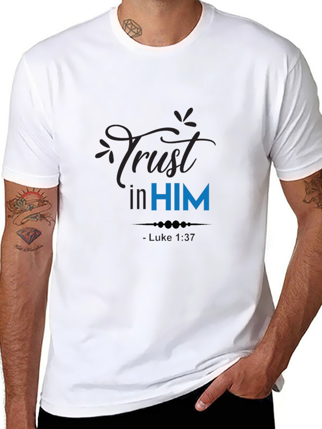 Trust in Him T-Shirt - Luke 1:37 Christian Apparel