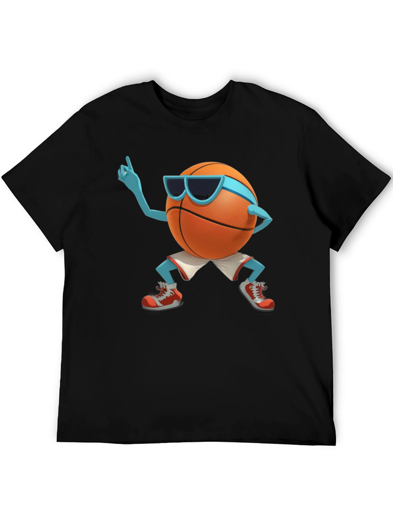 Cool Basketball Cartoon Graphic Black T-Shirt
