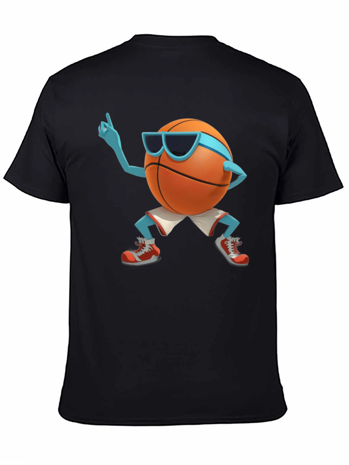 Cool Basketball Cartoon Graphic Black T-Shirt