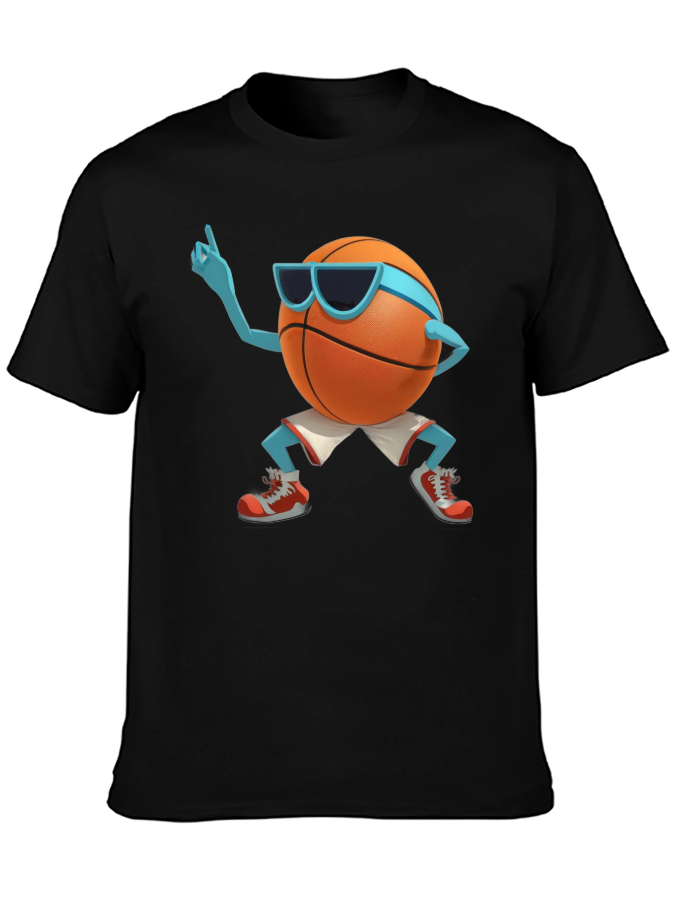 Cool Basketball Cartoon Graphic Black T-Shirt