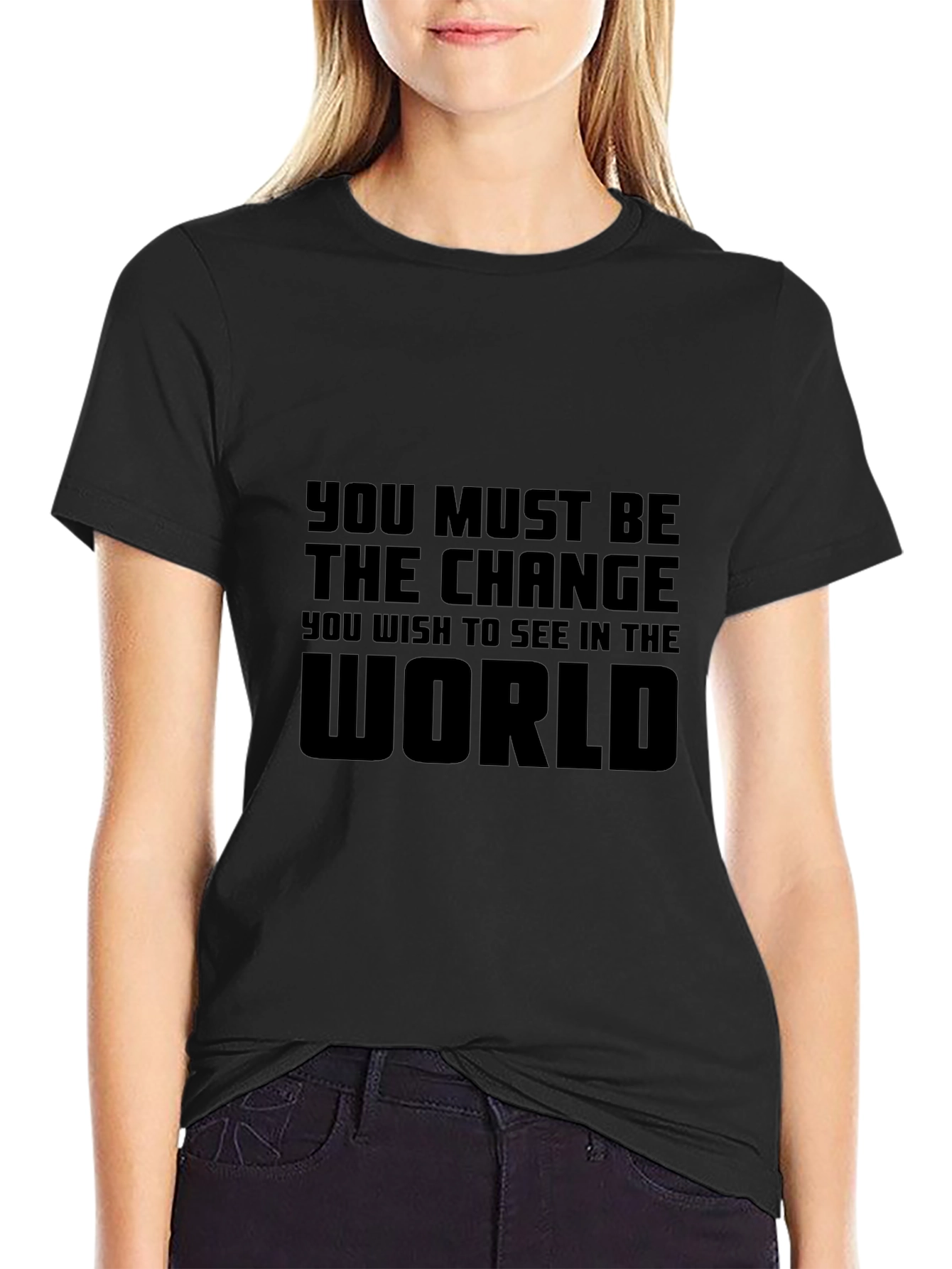 Inspirational Quote Tee - Be the Change Black Shirt