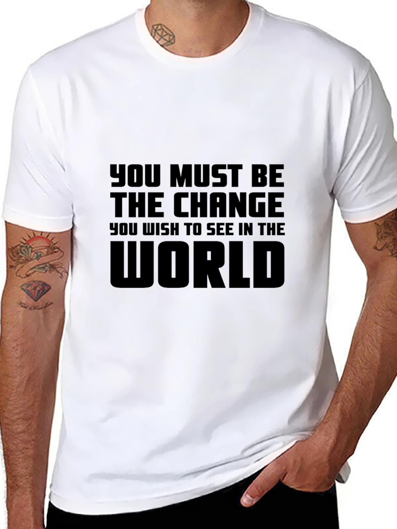 Inspirational Quote Tee - Be the Change Black Shirt