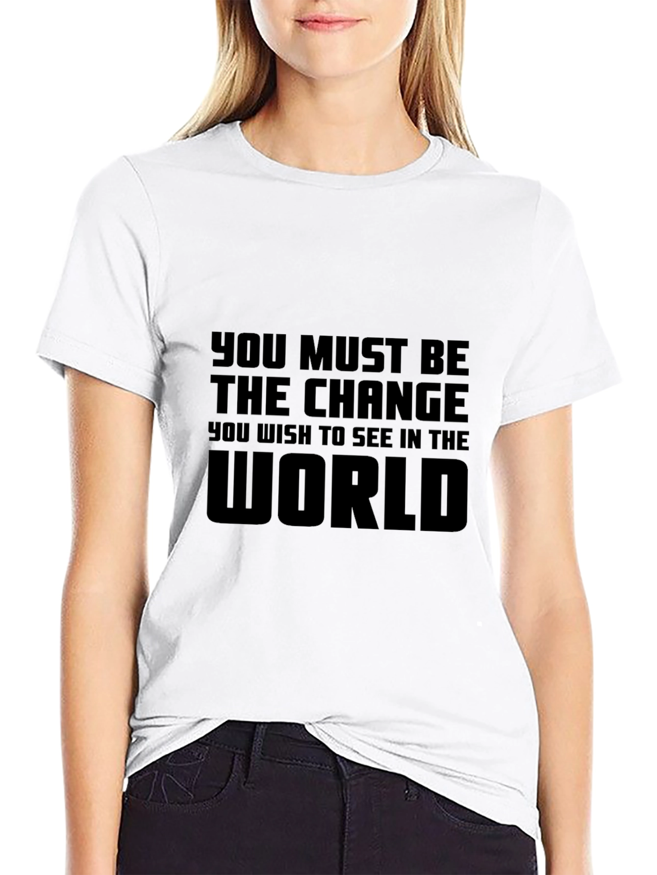 Inspirational Quote Tee - Be the Change Black Shirt