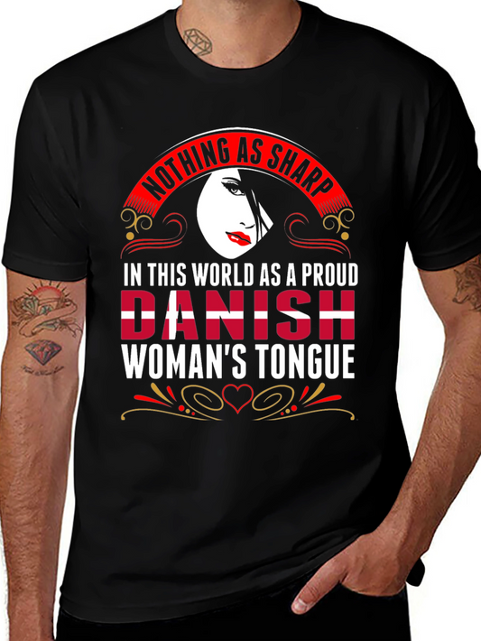Proud Danish Womans Tongue Graphic Tee