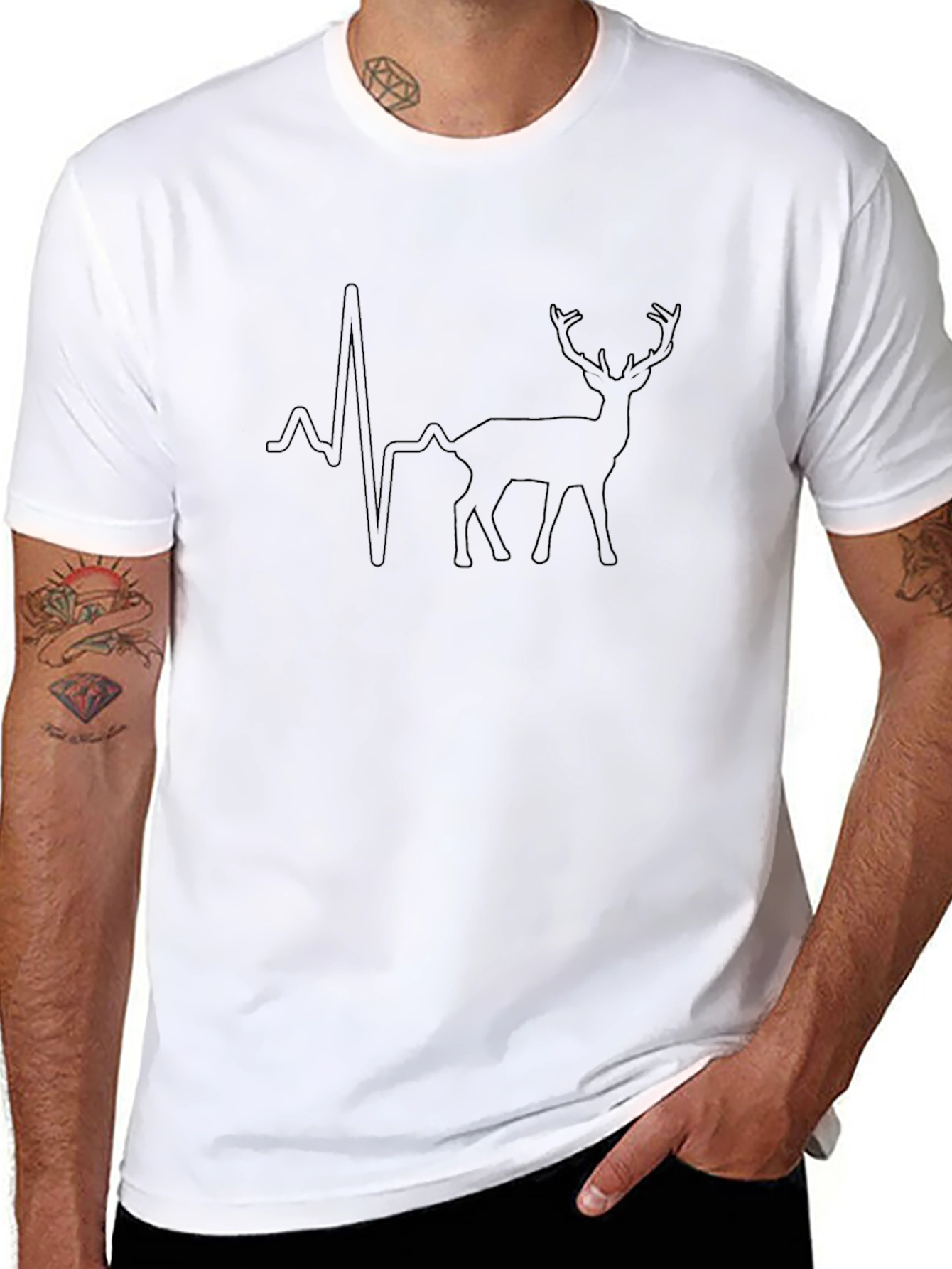 Deer Heartbeat Graphic Tee - Black T-Shirt