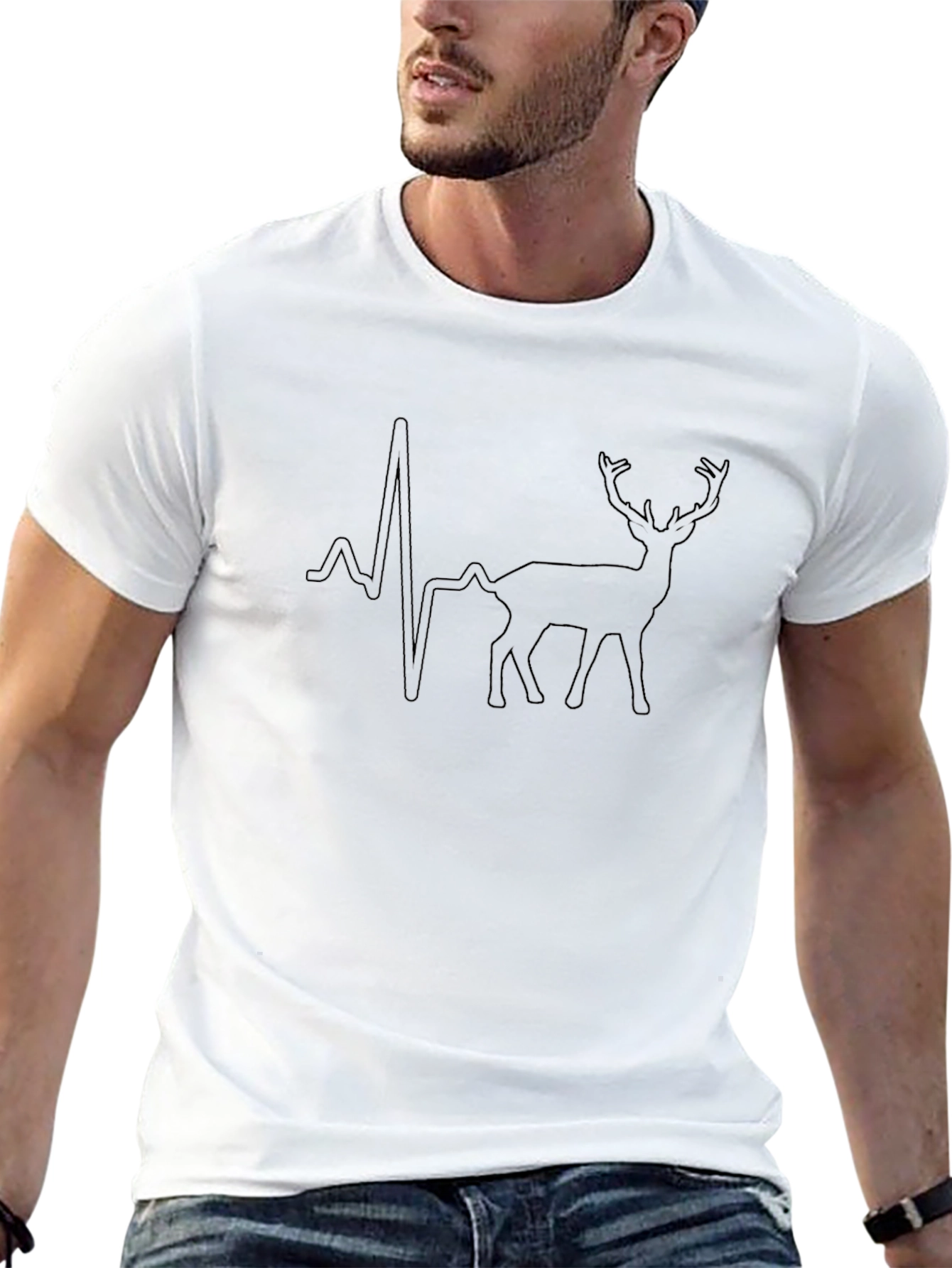 Deer Heartbeat Graphic Tee - Black T-Shirt