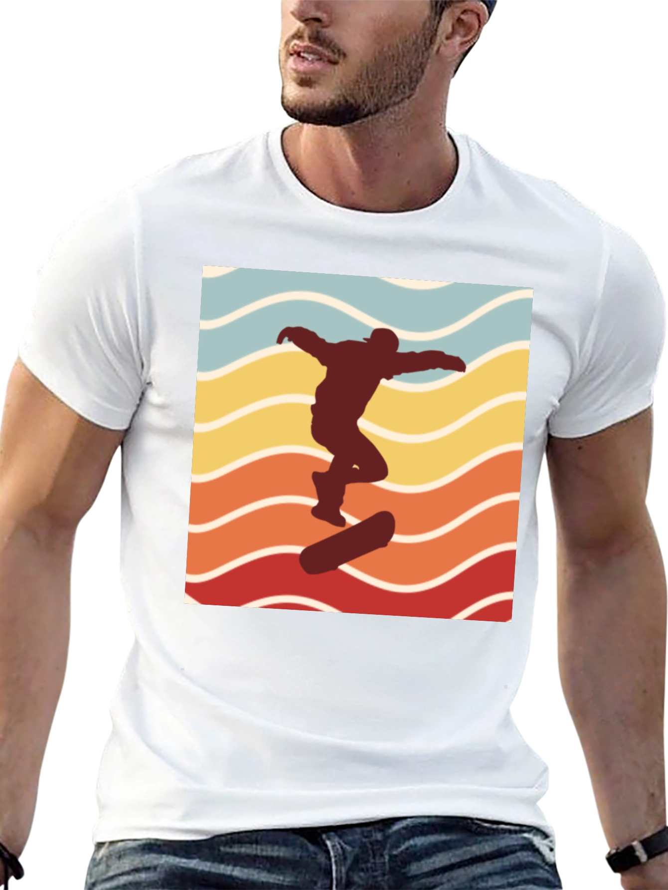 Retro Skateboarder Graphic T-Shirt - Black