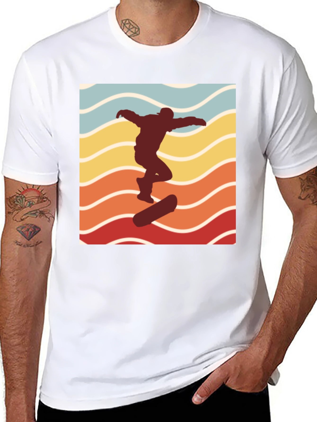 Retro Skateboarder Graphic T-Shirt - Black