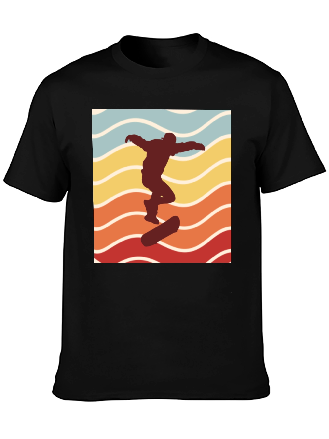 Retro Skateboarder Graphic T-Shirt - Black