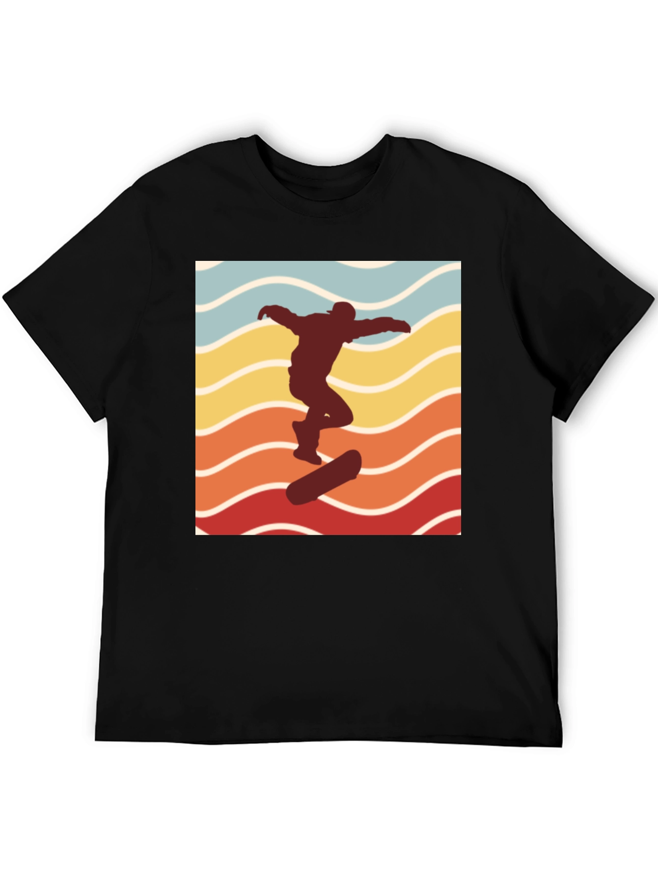 Retro Skateboarder Graphic T-Shirt - Black