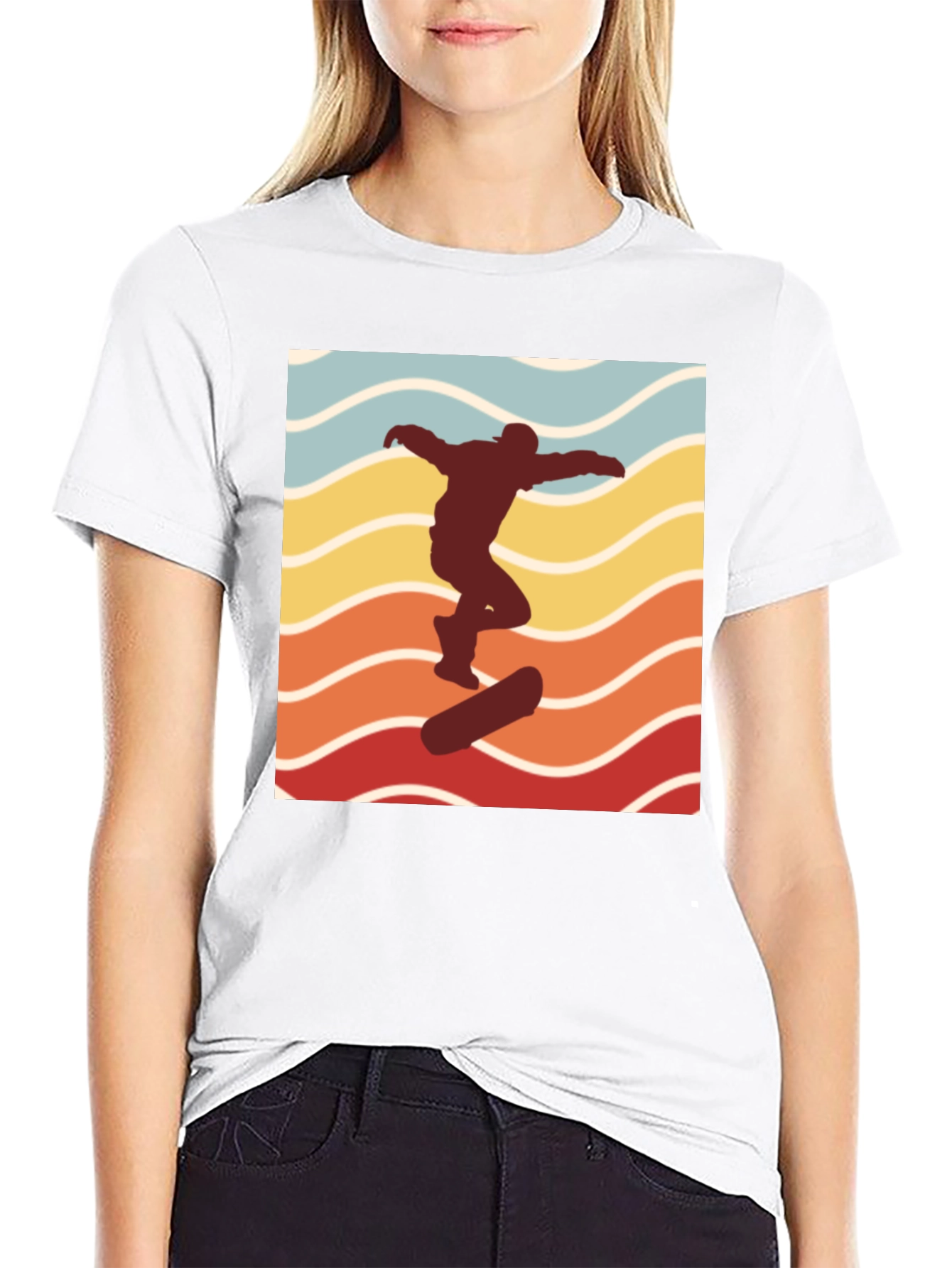 Retro Skateboarder Graphic T-Shirt - Black