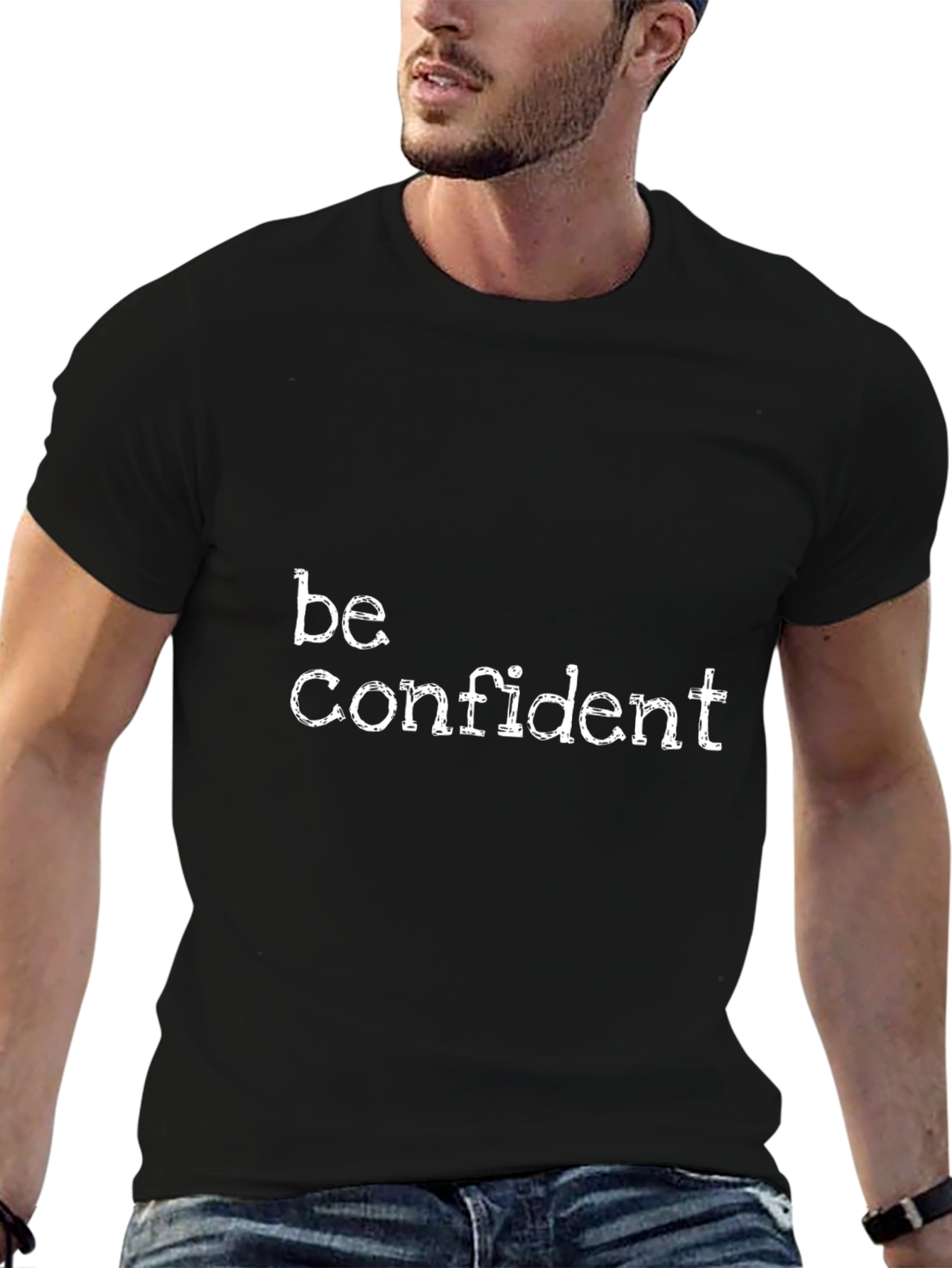Be Confident Graphic Black T-Shirt