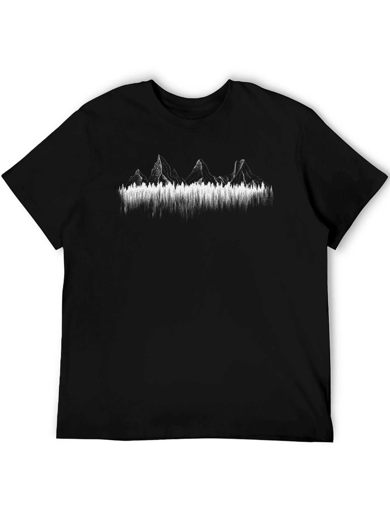 Mountain and Forest Graphic Print Tee - Black