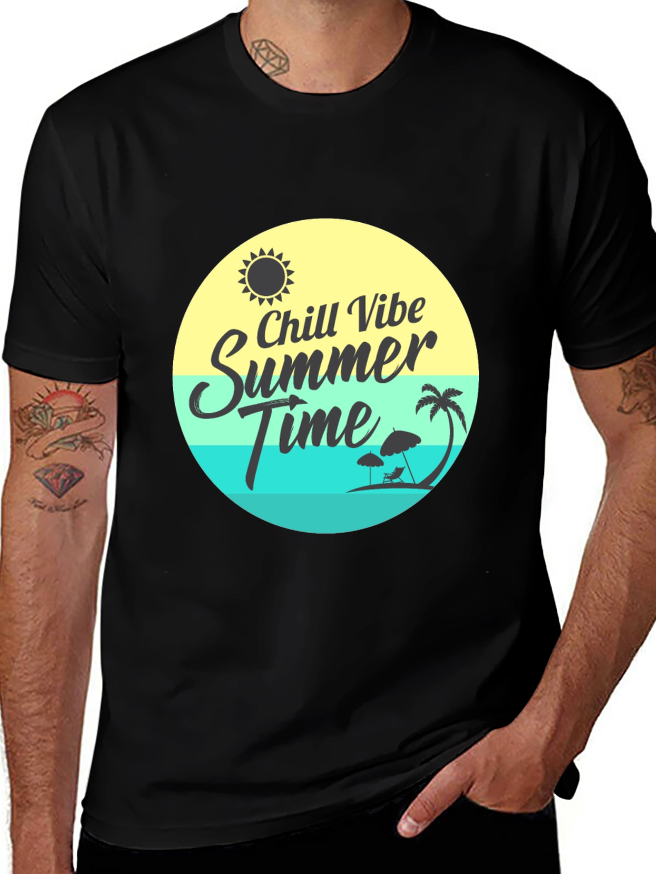 Chill Vibe Summer Time Graphic Tee - Black