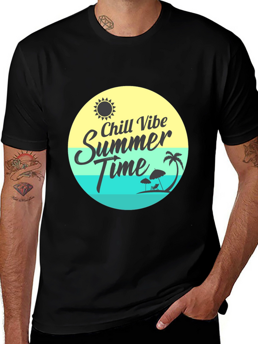 Chill Vibe Summer Time Graphic Tee - Black