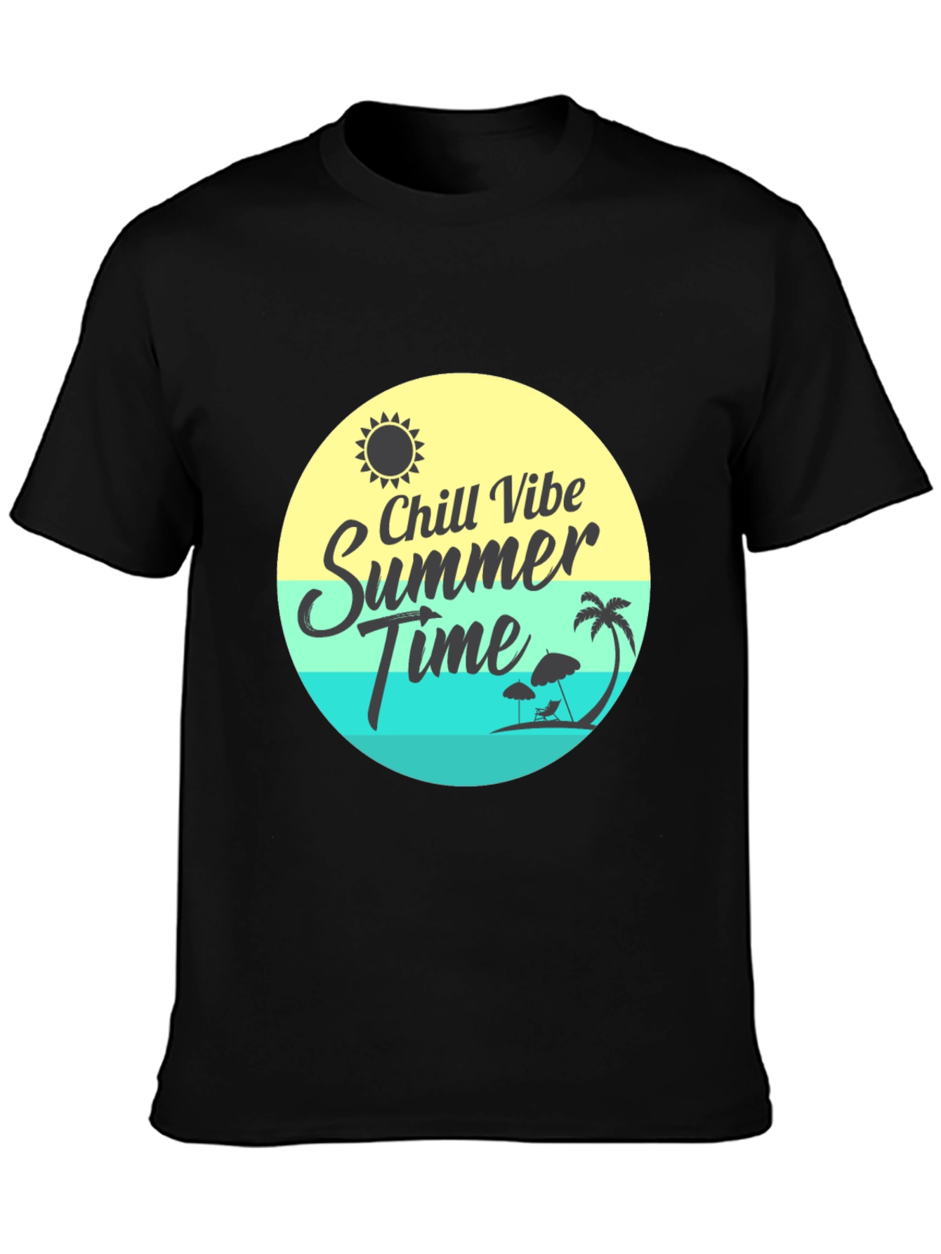 Chill Vibe Summer Time Graphic Tee - Black