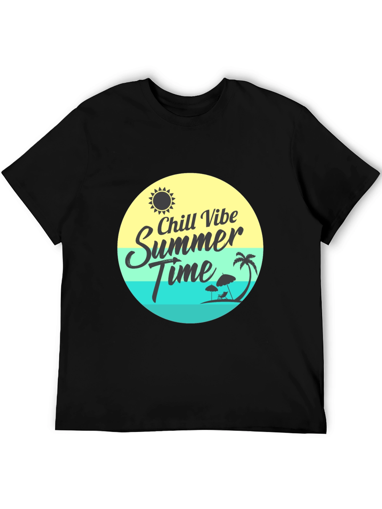 Chill Vibe Summer Time Graphic Tee - Black