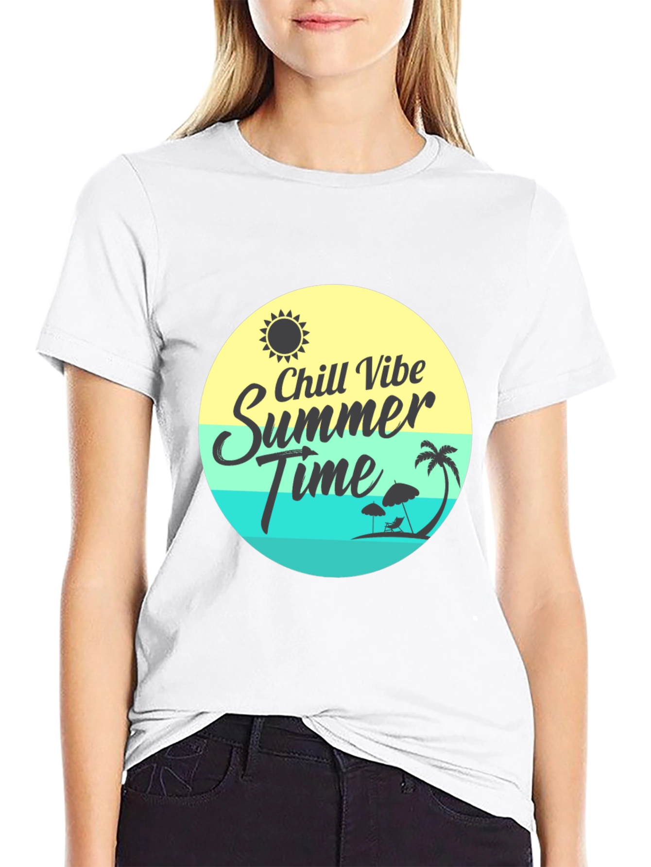 Chill Vibe Summer Time Graphic Tee - Black