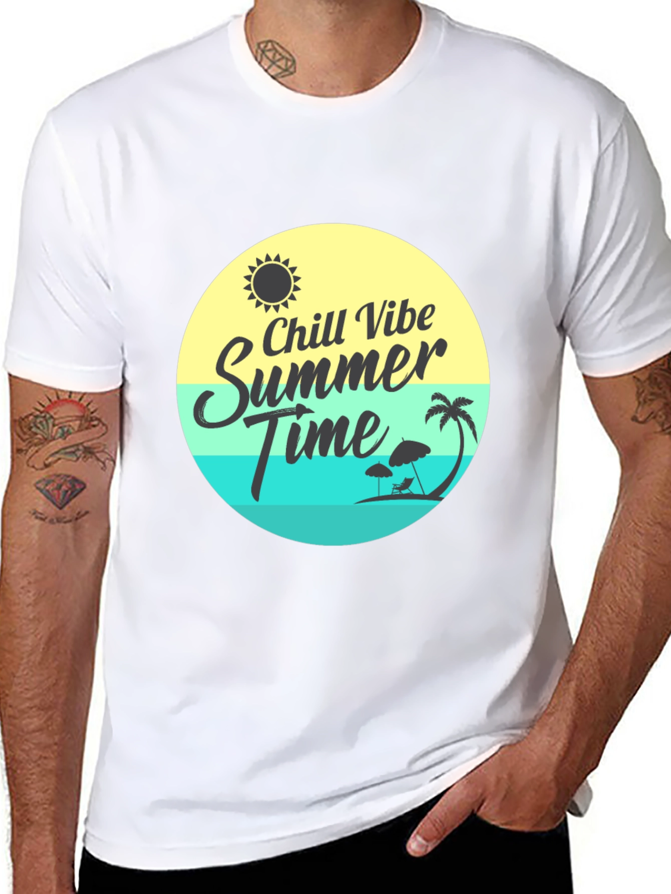 Chill Vibe Summer Time Graphic Tee - Black