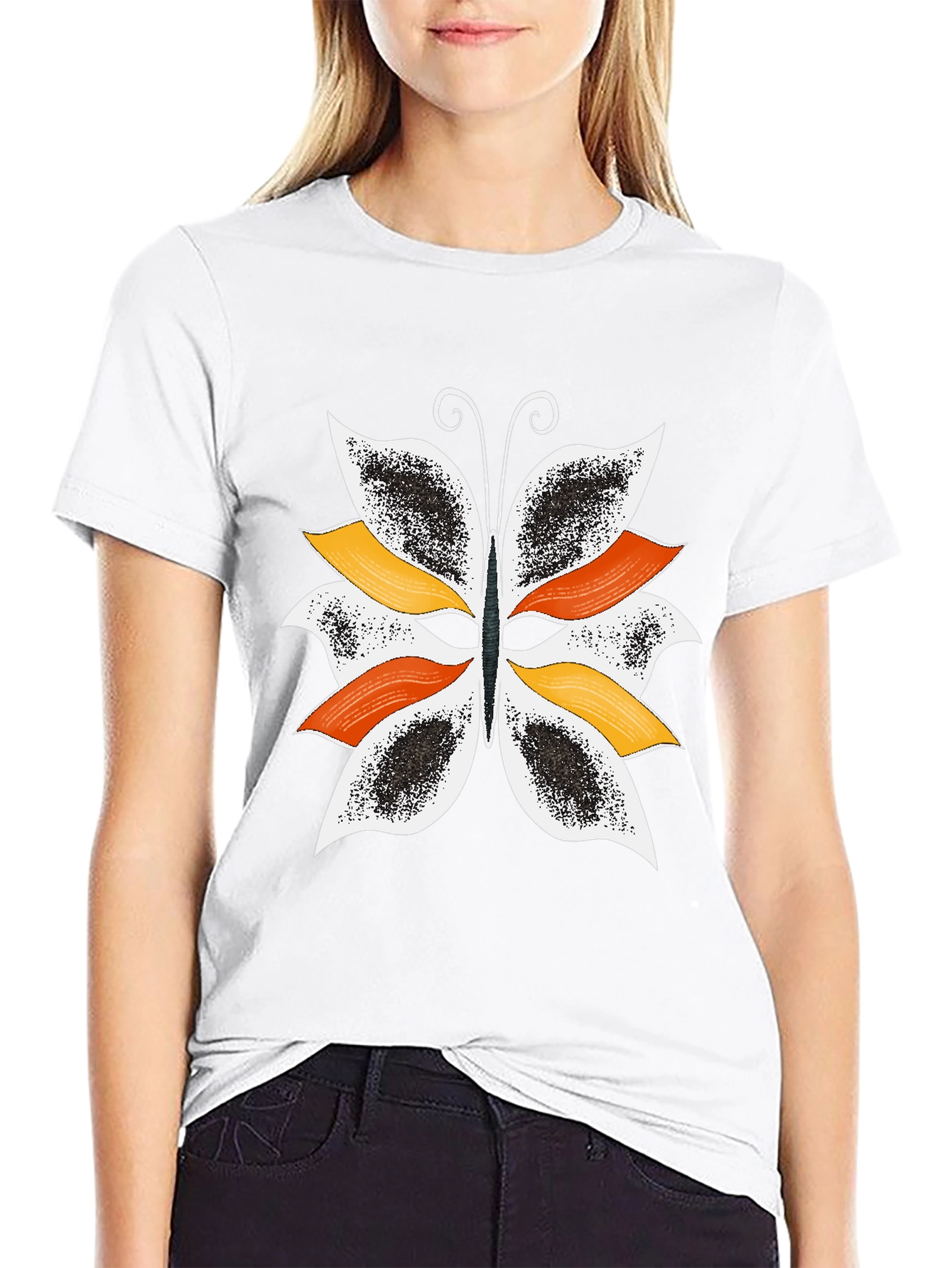 Butterfly Graphic Print Black T-Shirt for Men