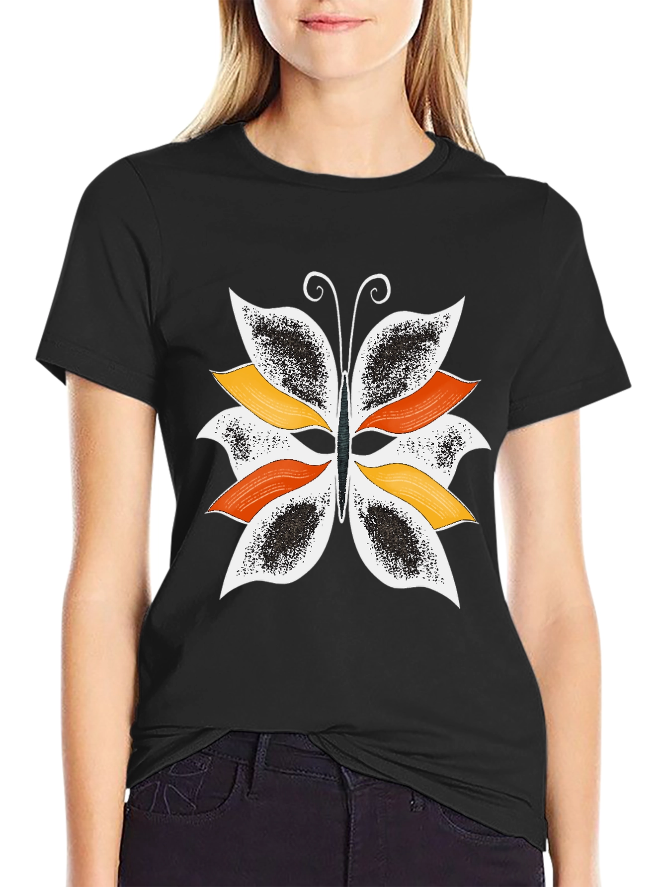 Butterfly Graphic Print Black T-Shirt for Men