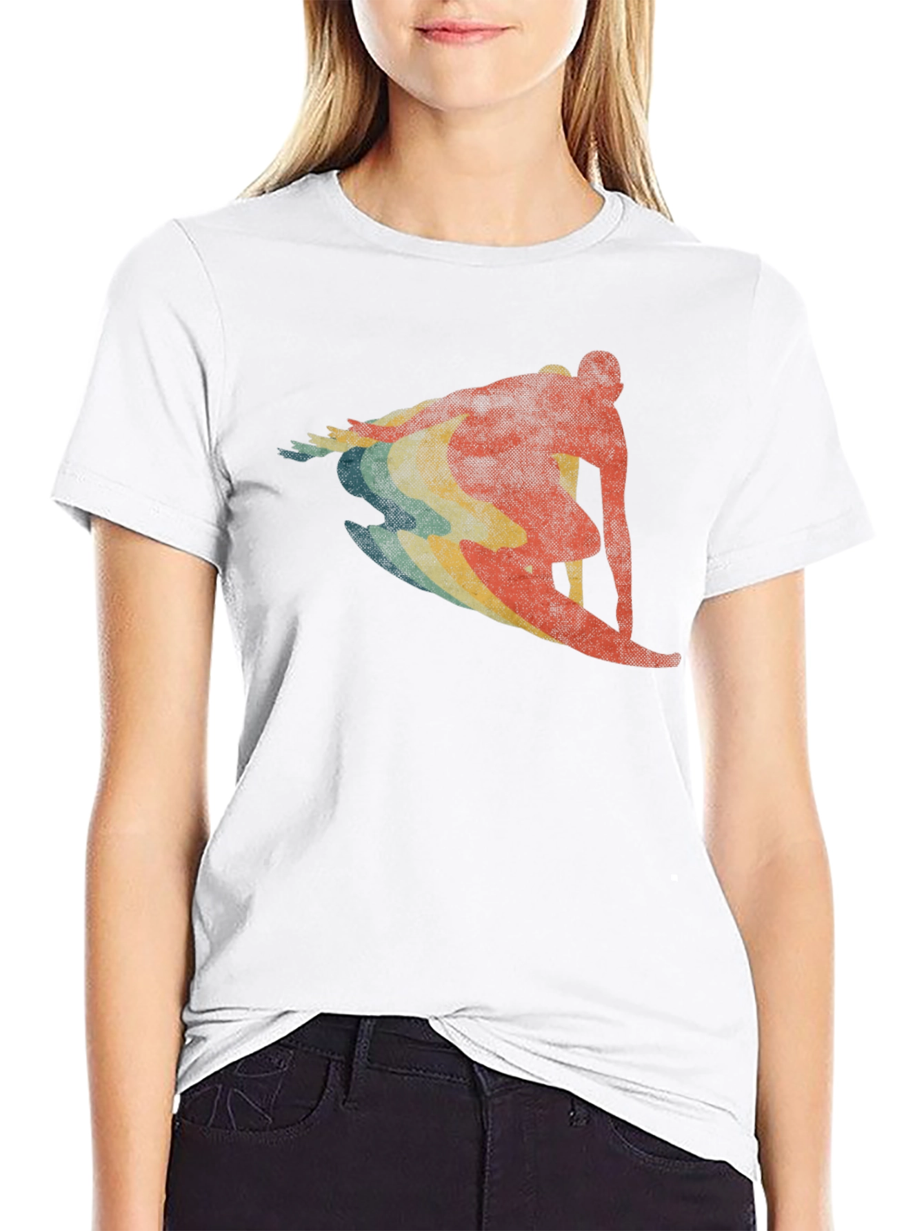 Retro Surfer Graphic T-Shirt - Black