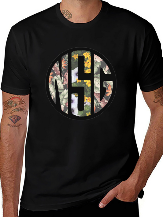 Floral Monogram Black T-Shirt