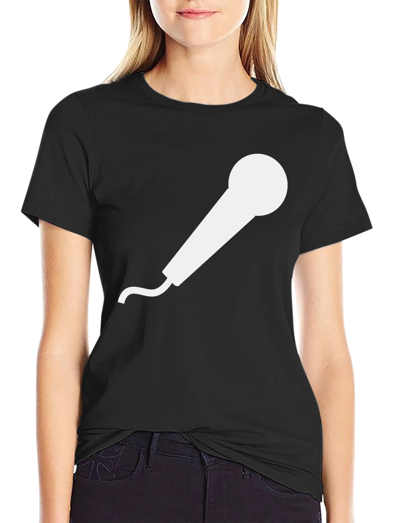 Microphone Graphic Tee - Black Cotton T-Shirt