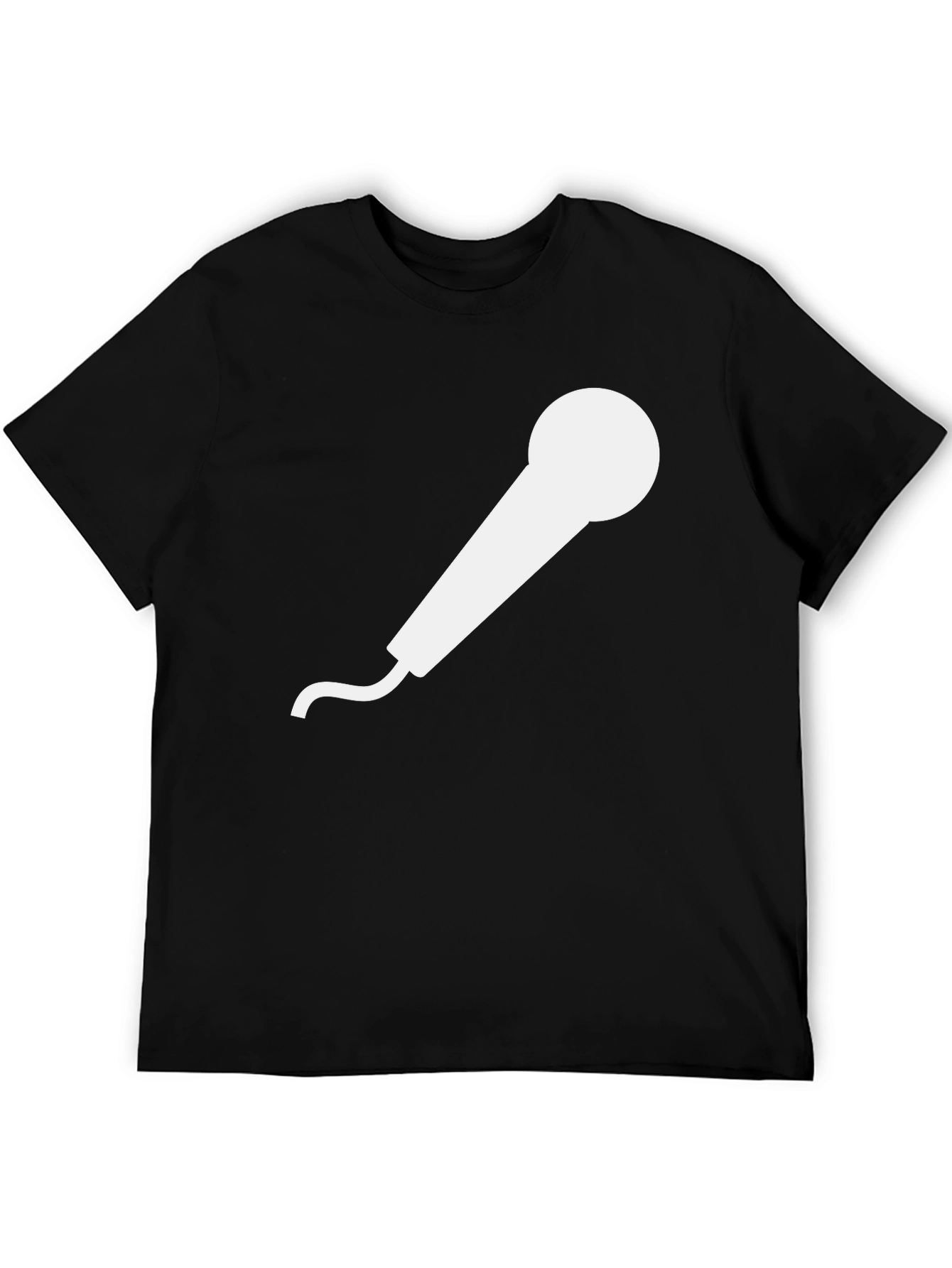 Microphone Graphic Tee - Black Cotton T-Shirt