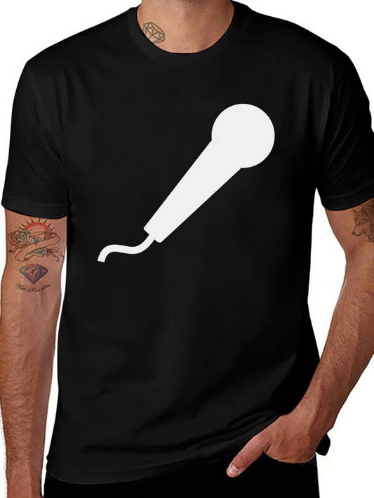 Microphone Graphic Tee - Black Cotton T-Shirt