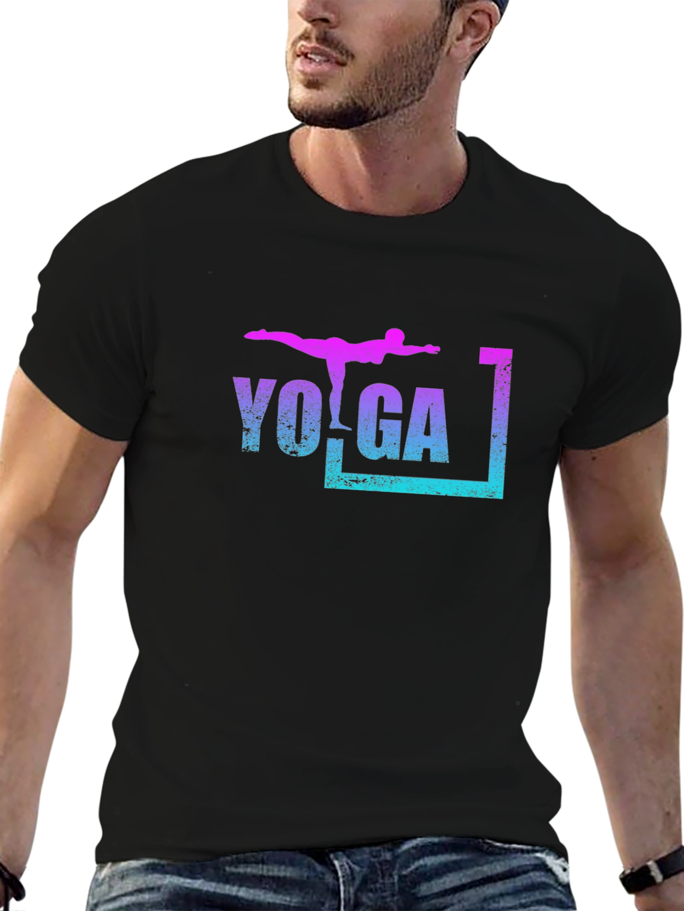 Yoga Pose Graphic T-Shirt - Black Casual Tee