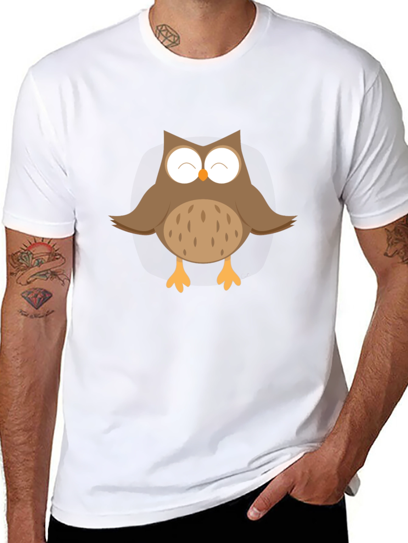 Cute Owl Graphic Black T-Shirt
