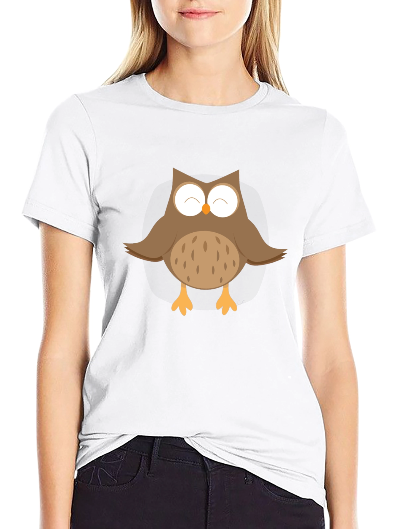 Cute Owl Graphic Black T-Shirt