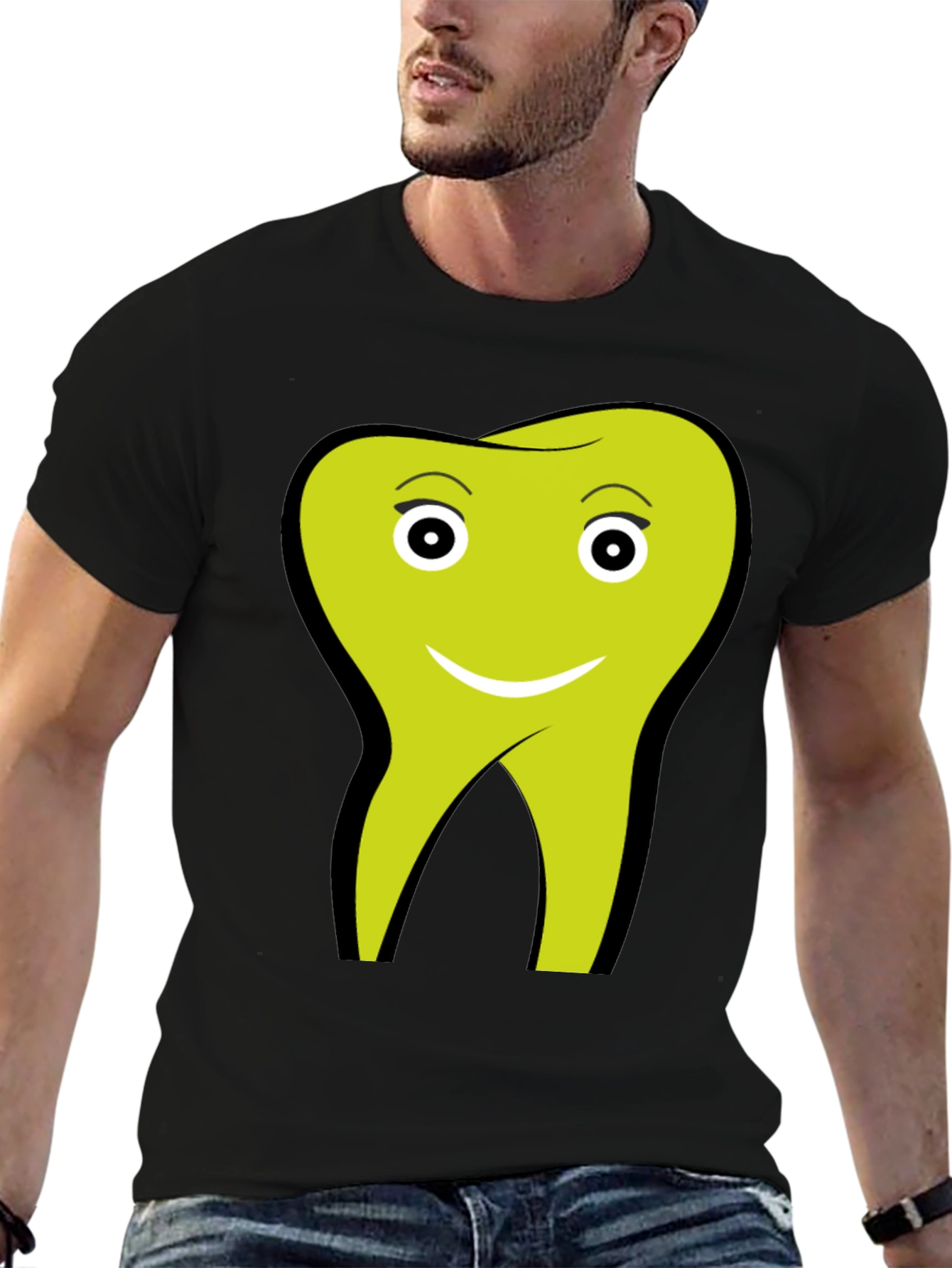 Funny Tooth Graphic Tee - Black Cotton Comfort
