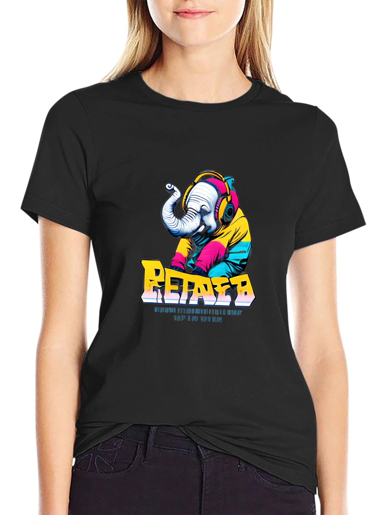 Retro DJ Elephant Graphic Tee