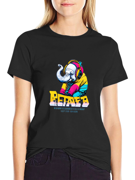 Retro DJ Elephant Graphic Tee