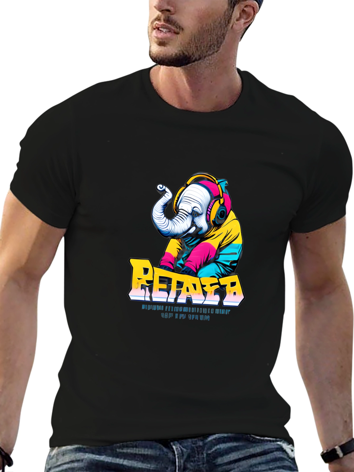 Retro DJ Elephant Graphic Tee