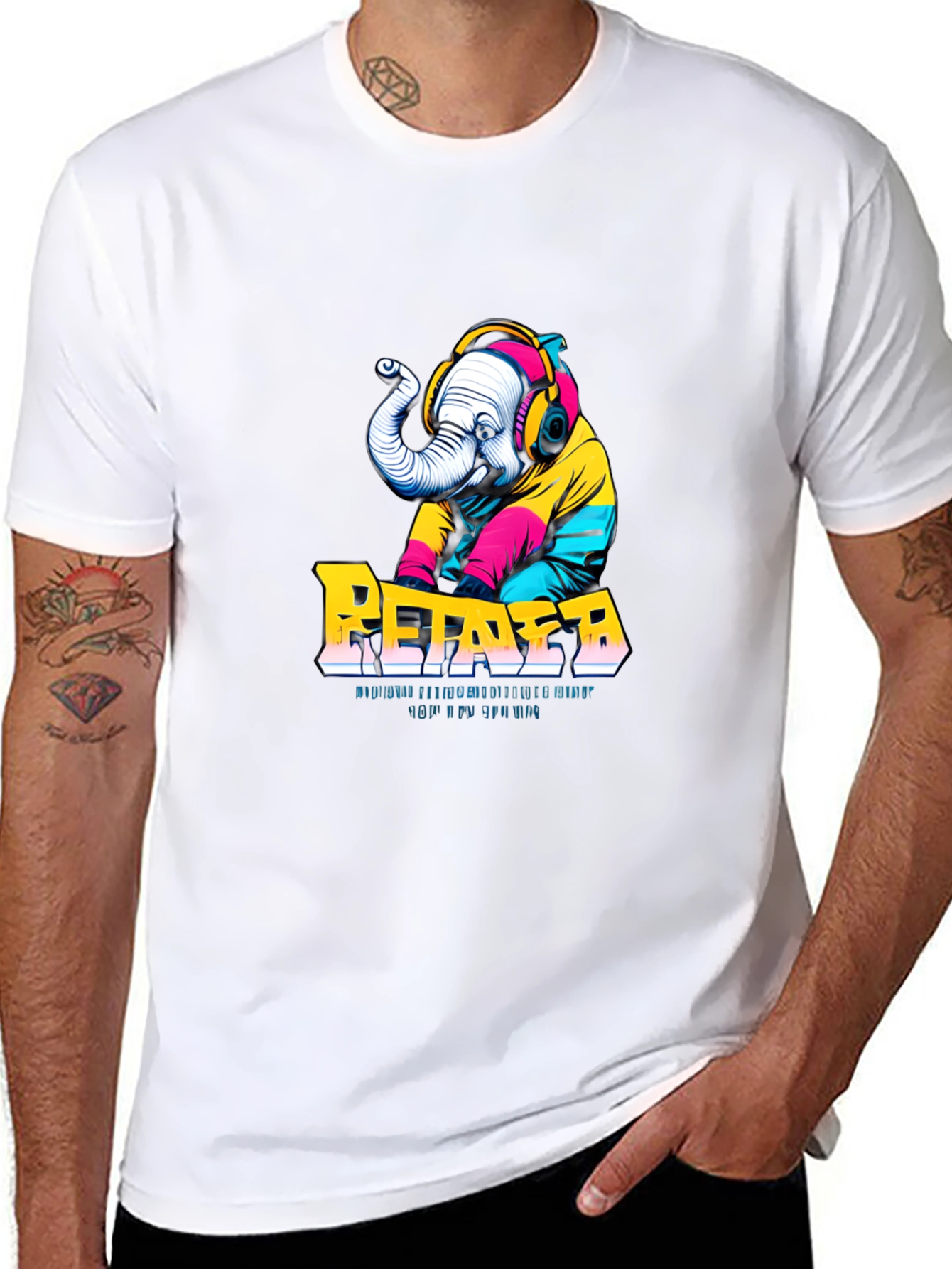 Retro DJ Elephant Graphic Tee