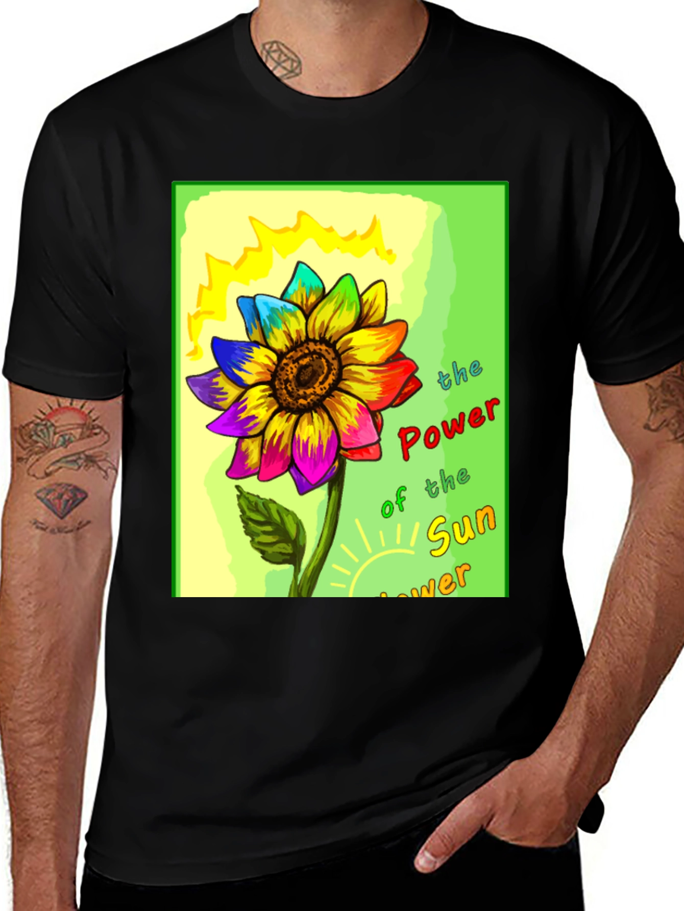 Rainbow Sunflower Graphic T-Shirt