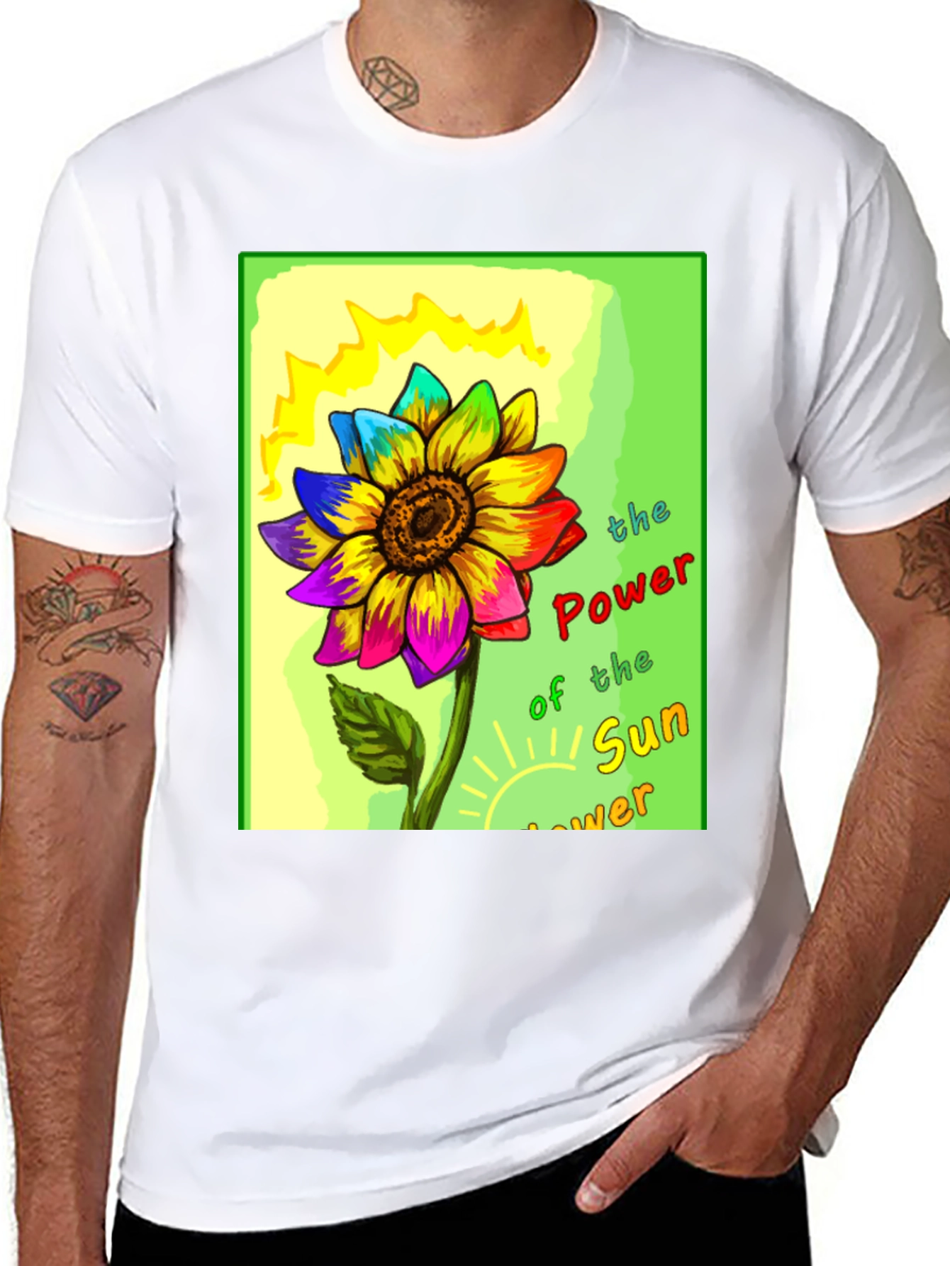 Rainbow Sunflower Graphic T-Shirt
