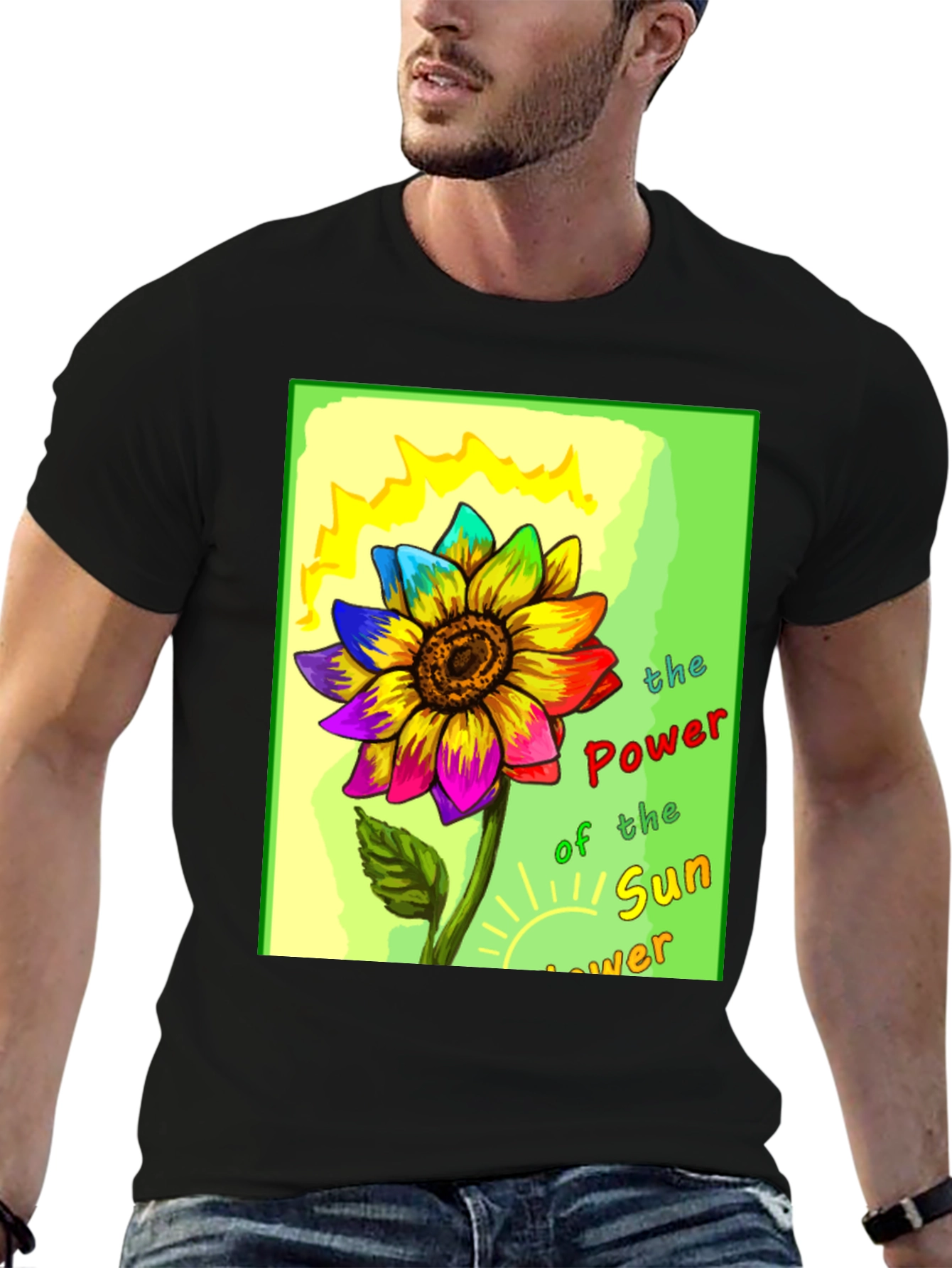 Rainbow Sunflower Graphic T-Shirt