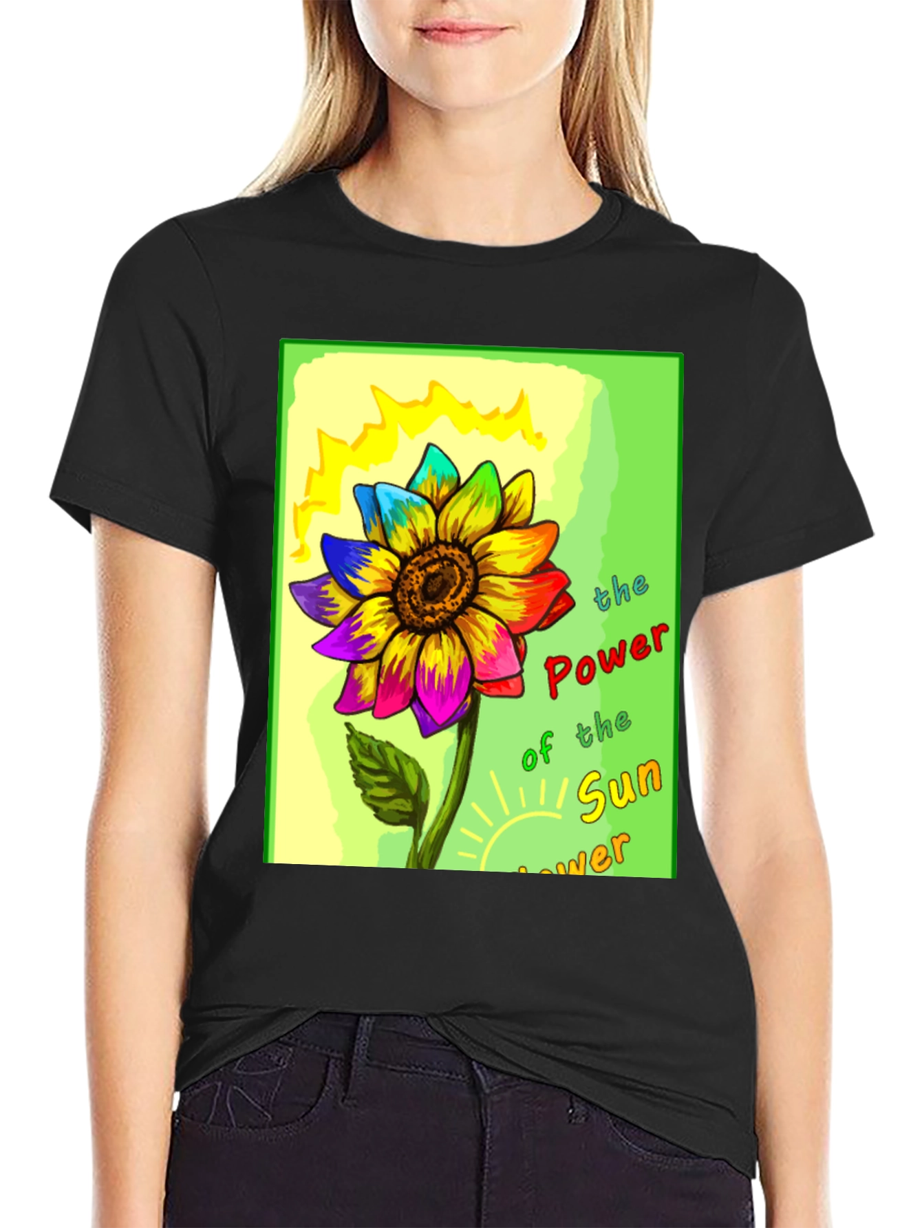Rainbow Sunflower Graphic T-Shirt