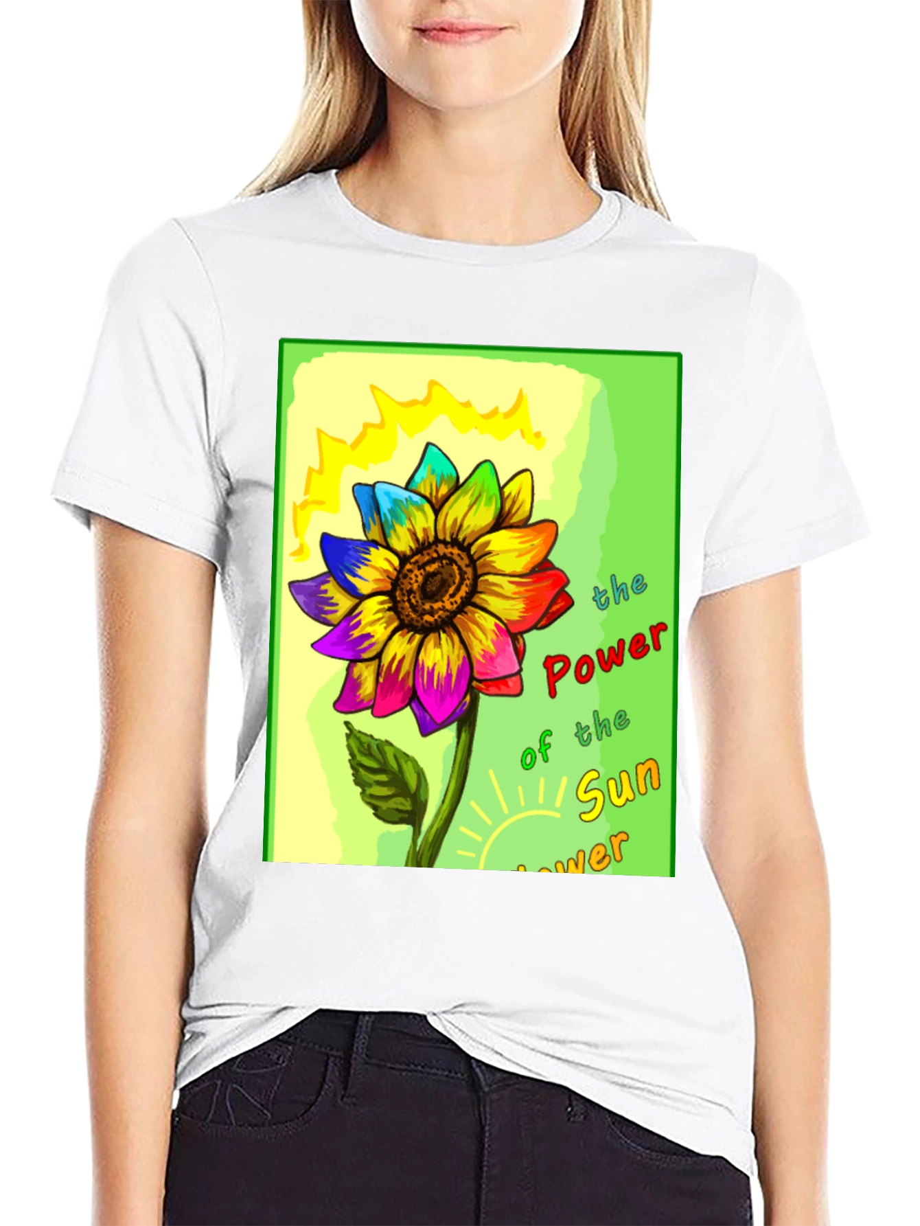 Rainbow Sunflower Graphic T-Shirt