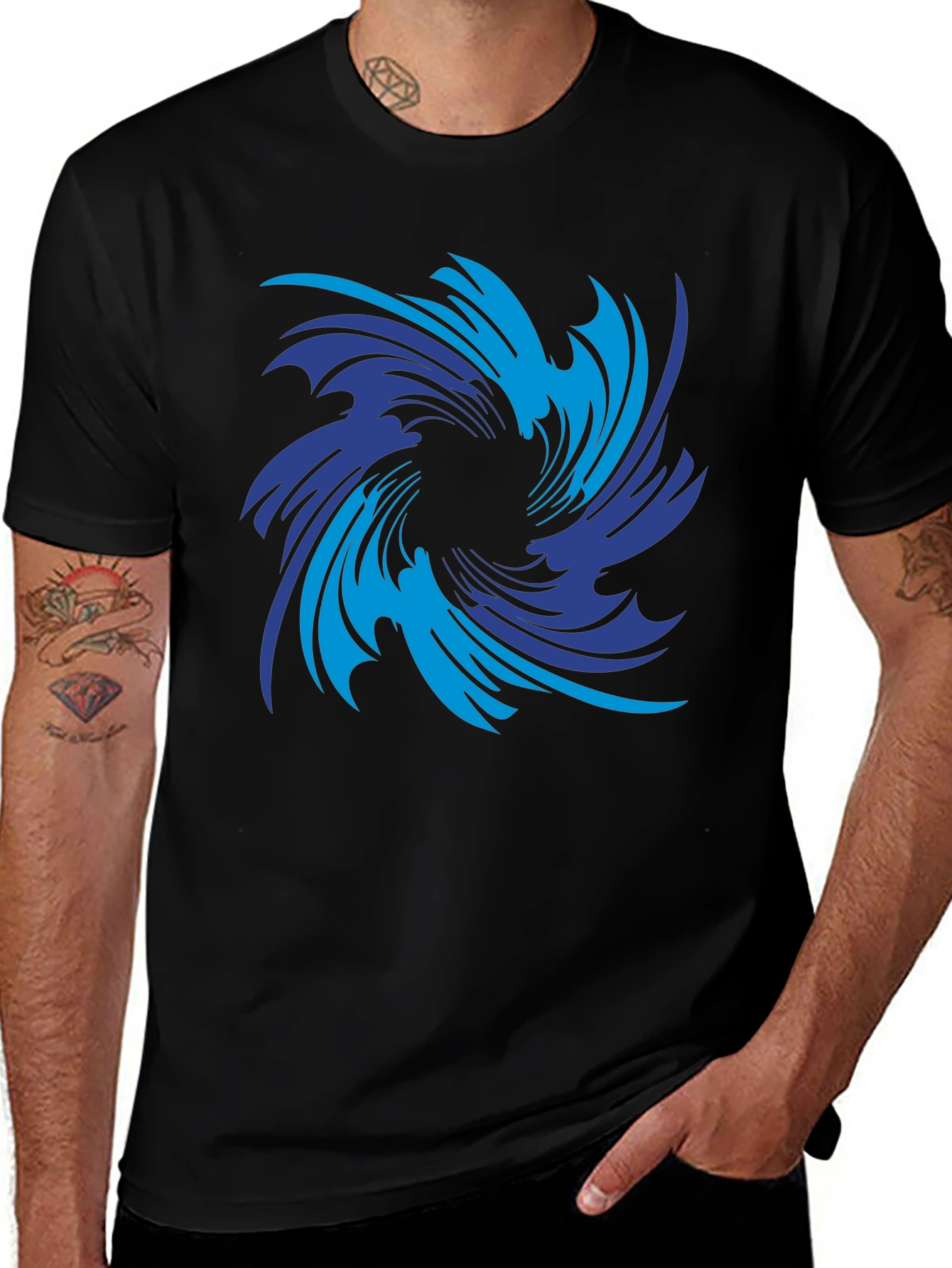 Vortex Graphic Print Black Tee