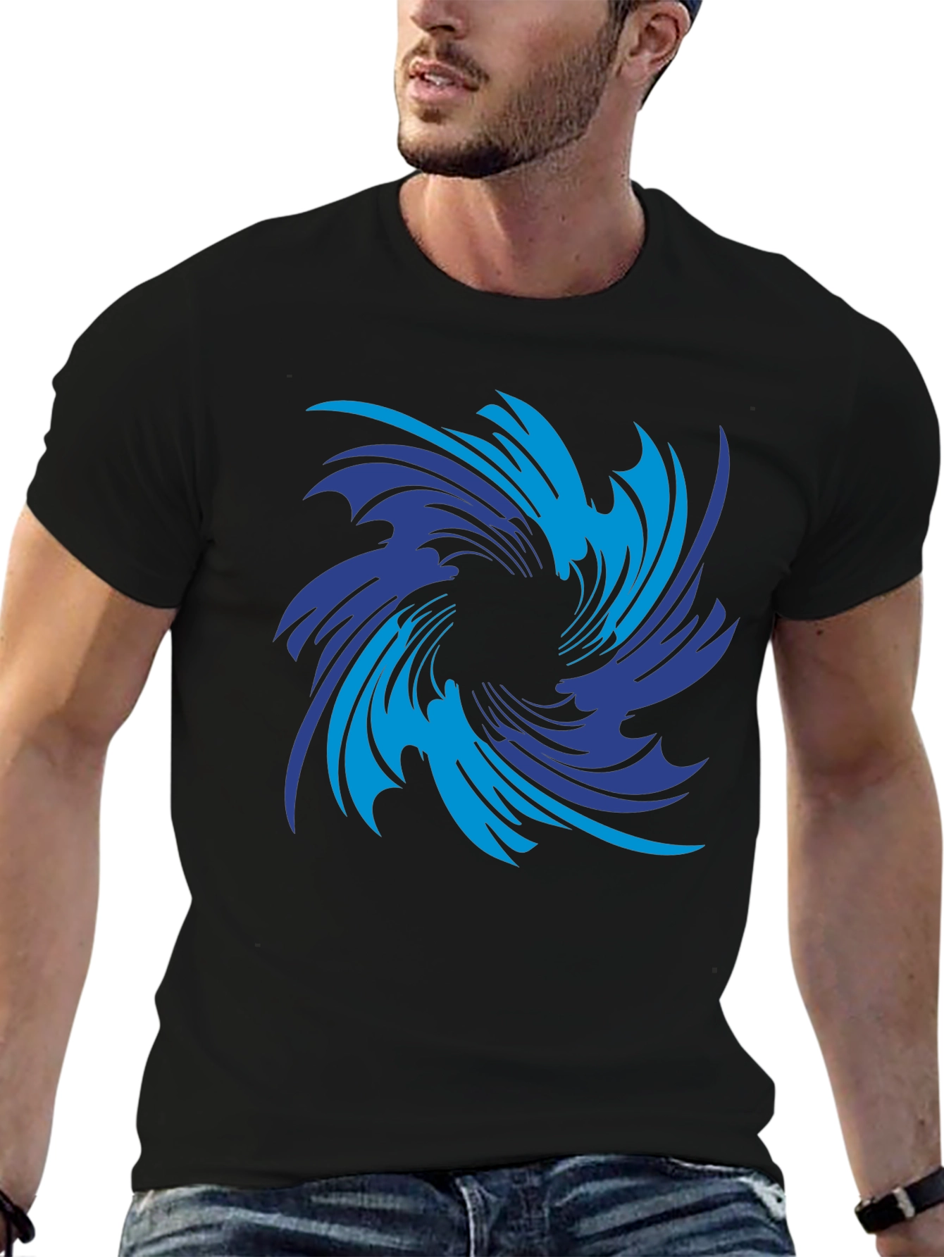 Vortex Graphic Print Black Tee