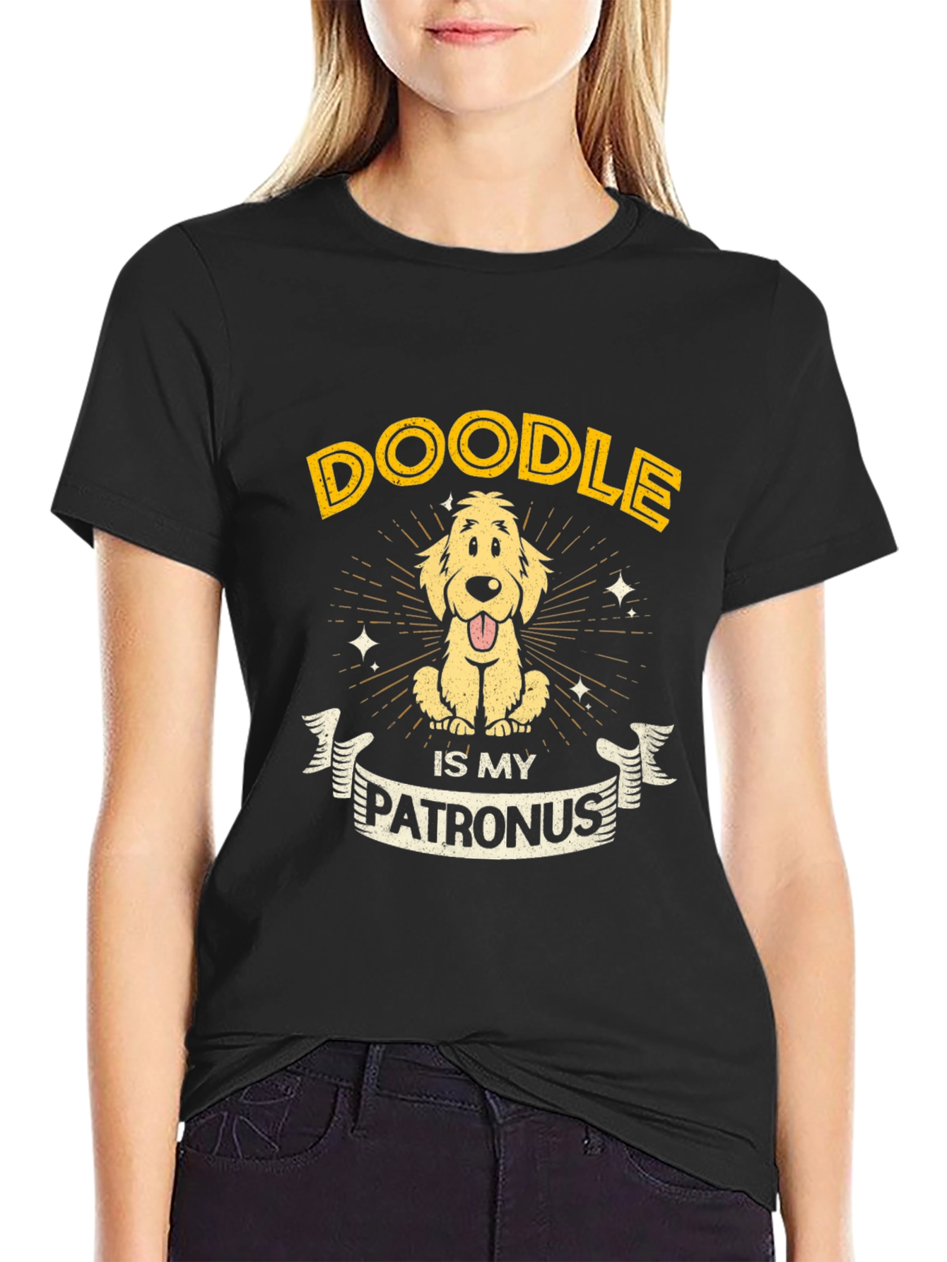 Doodle is My Patronus Black T-Shirt