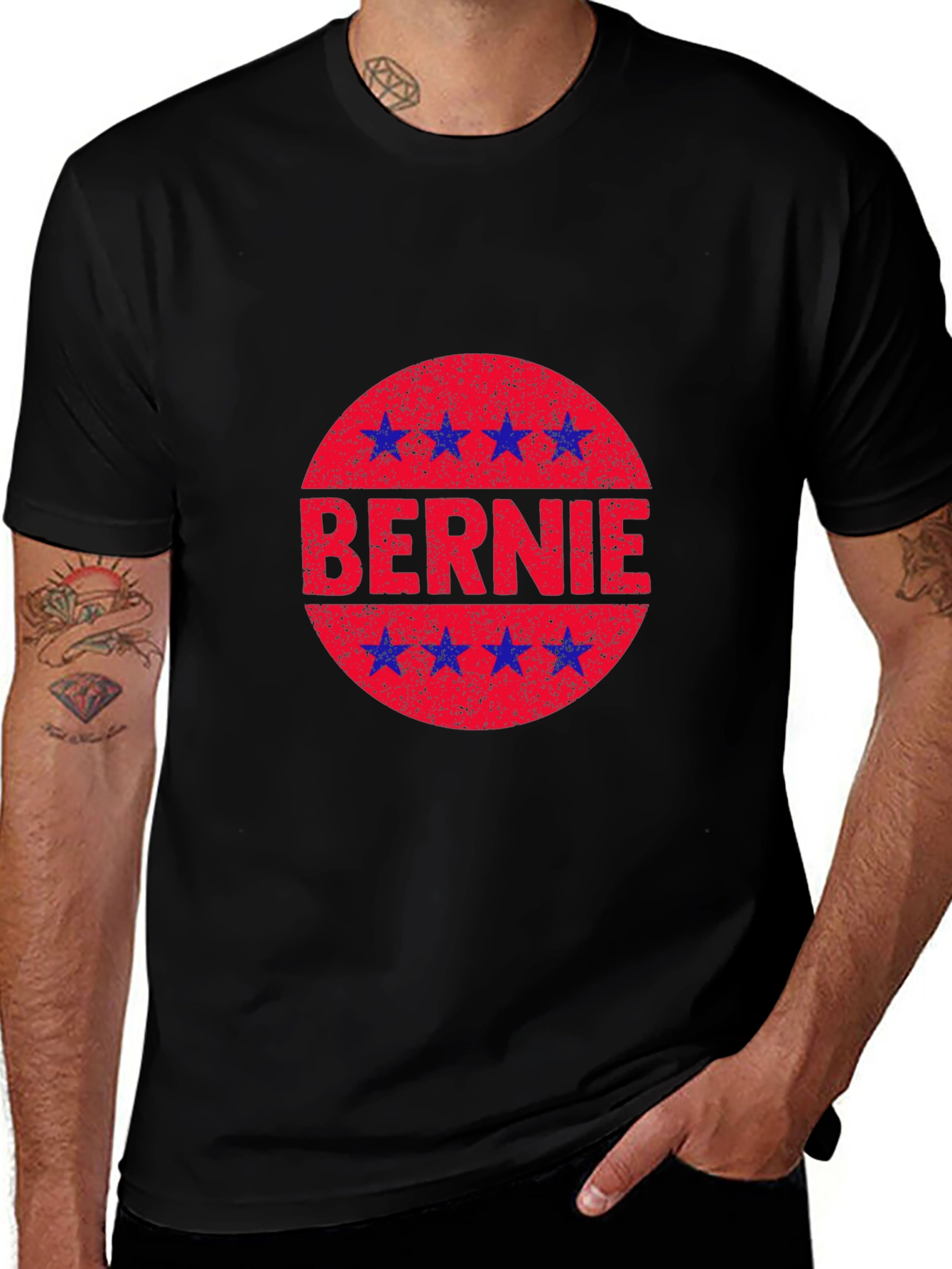 Bernie Star Circle Graphic Black T-Shirt