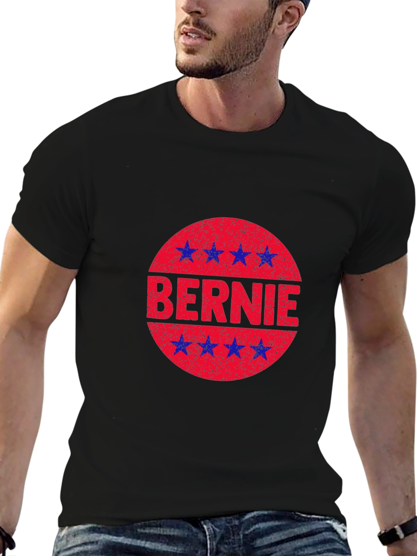 Bernie Star Circle Graphic Black T-Shirt