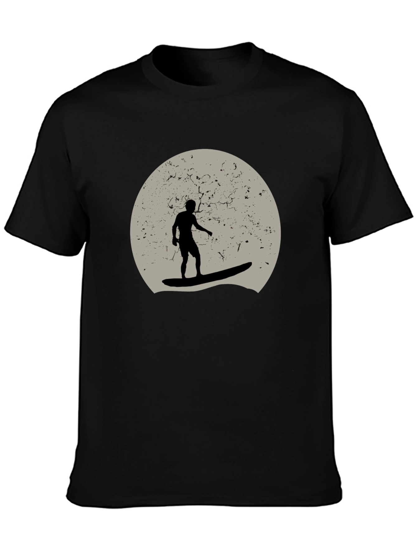 Surfer Silhouette Graphic T-Shirt - Black