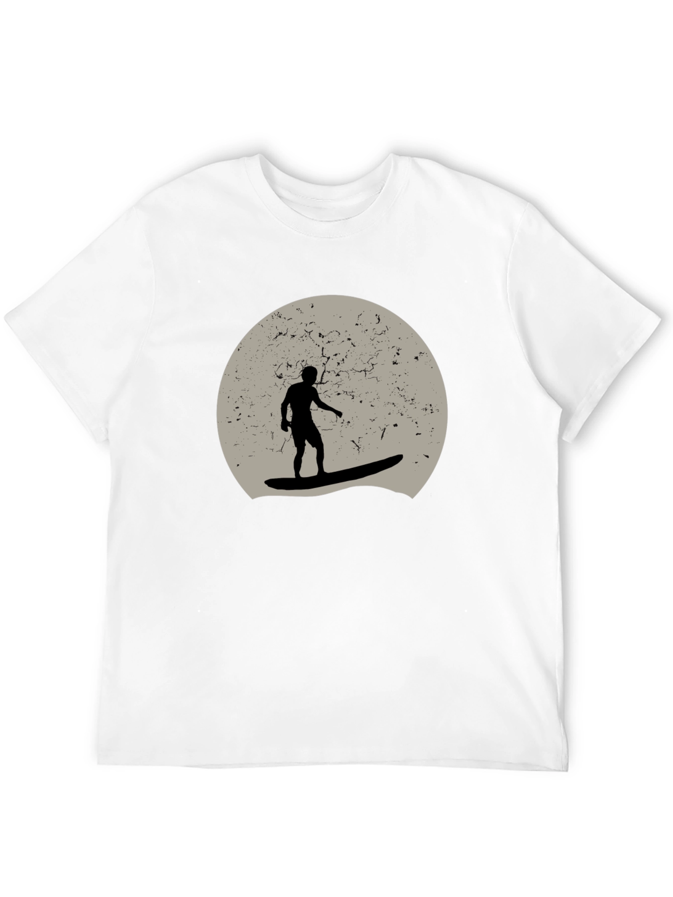 Surfer Silhouette Graphic T-Shirt - Black